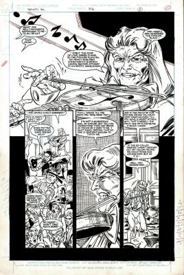 Todd McFarlane Tony Dezuniga | Infinity, Inc. #36 P 21 Half Splash (The Fiddler Plays His Fiddle & Forces Entire Infinity Inc Team To Dance Until They Pass Out!) Large Art - 1987 | Romitaman