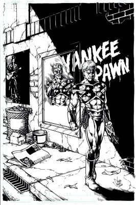 Vince Stone | Captain Confederacy Trade Paperback Published Cover (Cap Walks Past His Poster in an Alley!) 2006 | Romitaman