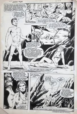 Ron Randall - Arak Son of Thunder #34 Pg 8, Big Panel Rightful Caliph Hides in Harem $95 | Cool Lines Art