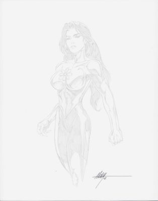 M.C. Wyman | Jade Pencil Sketch Commission - Signed 2012 | Anthony’s Comic Book Art