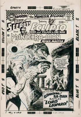 Jack Sparling | Sparling, Jack - House of Secrets #78 Cover, Eclipso Turns Into a Bigger Monster At Stonehenge! Very Rare Large Size Go-Go Checks Cover, 1966 | Cool Lines Art