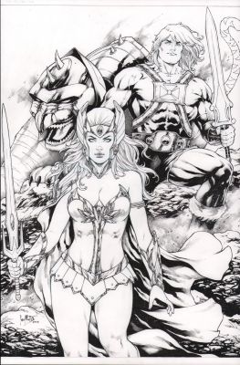 Leo Matos | He-Man & She-Ra with Background B&W Art - Signed - 2018 | Anthony’s Comic Book Art