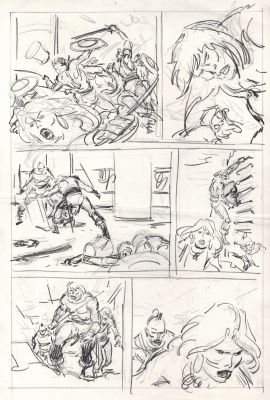 John Buscema | Conan the Barbarian #89 P 2 Detailed Prelim (11 X 17 Inches, Belit & Conan in 5 Panels Each!) 1978 | Romitaman