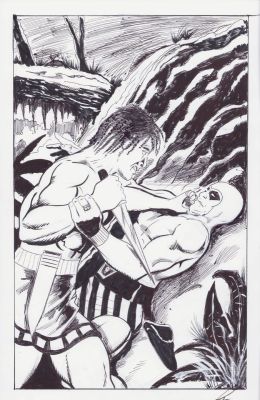 Lou Manna | The Phantom Knife Struggle Commission - Signed | Anthony’s Comic Book Art