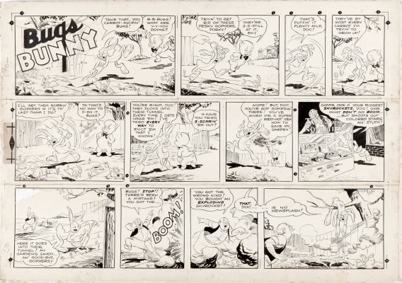 Buettner, Carl - Bugs Bunny Sunday 5/11 1947 - Bugs Vs Gophers | Cool Lines Art