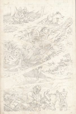 Mike Zeck | Marvel Super-Heroes Secret Wars #1 P 17 Unpublished Semi-Splash! (Galactus & Dr. Doom Prominent, with the Wrecking Crew & Kang!) 1984 | Romitaman