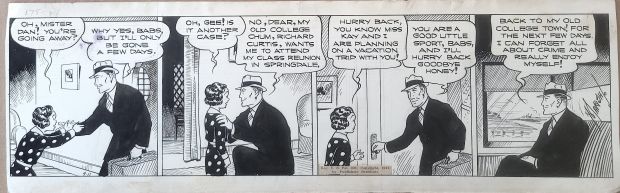 Marsh, Norman - Detective Dan: Secret Operative Daily 4/11 1938 Dan Says Goodbye To Little Gal - To Get Away From Cases | Cool Lines Art