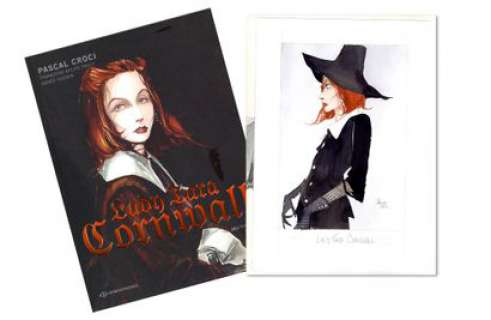 Croci, Pascal | Lady Tara Cornwall Dédicace Ã  l’encre de chine et aquarelle,... | Cornette de St Cyr