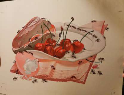 Nicole Claveloux | Rouge, bien rouge – non paginé 5 Christian Bruel, Didier Jouault Le Sourire qui mord, 1986 Huile sur papier 40 x 30 cm | JML Arts