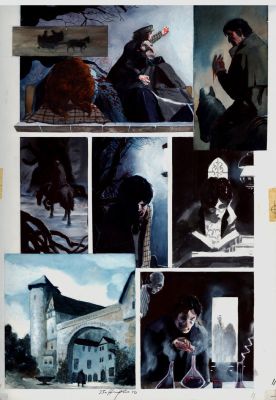 Bo Hampton | Castle of the Bat P 11 Painting (Dr. Wayne Creates His Bat-Monter From Dead Bodies!) 1994 | Romitaman