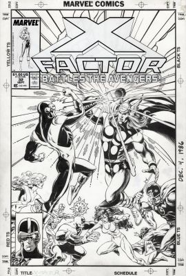 Steve Lightle | Lightle, Steve - X-Factor #32 Cover, X-Men Vs Avengers, a Classic 1980’S Cover Images! 1988 | Cool Lines Art