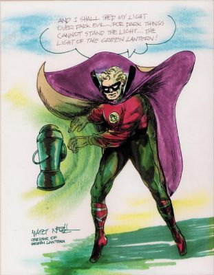 Martin Nodell | Golden Age Green Lantern Color Art Commission on Canvas - Signed | Anthony’s Comic Book Art