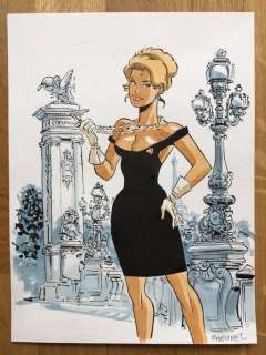 Meynet, Felix - Dessin original en couleur - Parisienne au collier | Catawiki