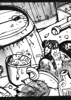 Simon Bisley – Salty Dogs Card art – Ink – Drunk Captain | Berserker Art