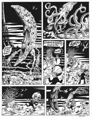Foerster Philippe | Planche originale 3 du chapitre 1 : La Nuit à Boire dans NECRONOMICKEY et son crayonné | Galerie Napoléon