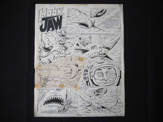 Lot 89 - ORIGINAL HOOKJAW SPLASH-PAGE ART - Believed to have been completed… | Excalibur Auctions