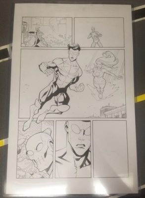 Invincible Original Art Page Black Ink On Blue Line Copy Atom Eve