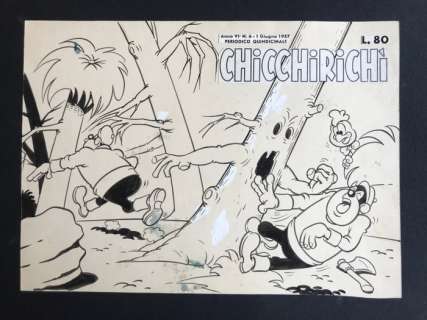 Sandro Angiolini - ChicchirichÃ¬ n.6 - original cover - Page volante - EO - (1957) | Catawiki