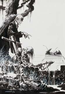 Bernie Wrightson signed original frontispiece of "Uncle Creepy" and rotting remains for Creepy #64. | Profiles in History