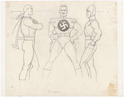 CAPTAIN MARVEL, CAPTAIN NAZI & BULLETMAN ORIGINAL ART BY C.C. BECK. | Hake’s