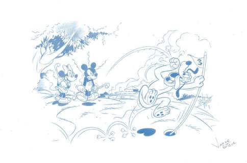 Mickey, Minnie & Pluto Playing Golf - Original Drawing - Jaume Esteve - 45 x 30 cm - EO | Catawiki