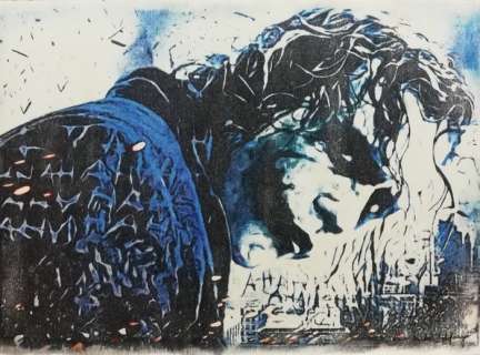 JOKER - Original artwork on a wooden plate - Size: 29,8 x 42 cm. - EO - (2018) | Catawiki