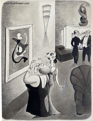 Richard Taylor, Richard Denison Taylor | Art Lovers Analyzing Obscene Painting. Richard Taylor Cartoon | ComicArtFans Classifieds
