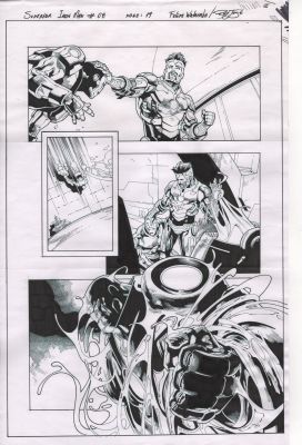 Ruy Jose, Felipe Watanabe | Superior Iron Man 8 P19 Rudy Jose Ink Over Watanabe Bl Marvel 2015 | ComicArtFans Classifieds