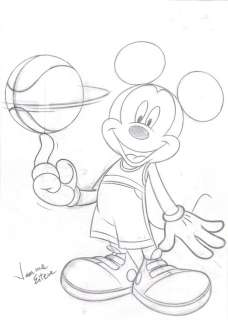 Mickey Mouse - Basketball Player  - Original Sketch - Jaume Esteve - EO | Catawiki