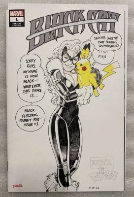 Travel Foreman | Black Cat #1 Travel Foreman Sketch Cover - Black Cat with Pikachu | ComicArtFans Classifieds