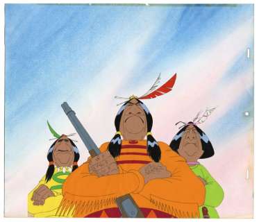 Belvision - Original Production Cel + Preliminary Background - Lucky Luke - Daisy Town - (1971) | Catawiki