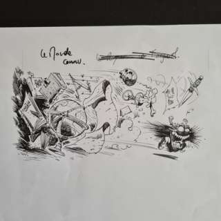 Eric Herenguel.... | Eric HERENGUEL. Krän. Encre N&B. Garou courant et renversant... | Aibo Art Auction