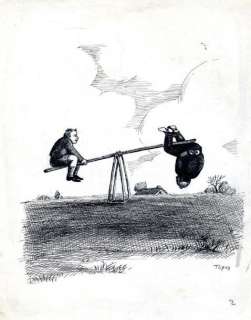 Topor - LA BALANCOIRE Illustration publicitaire à l‘encre de chine. 36,7