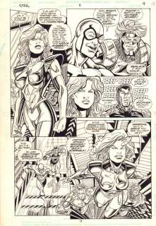 Chris Batista, Rich Faber - Steel #11 p. 9 - blue beetle, booster gold, and maxima - 1994