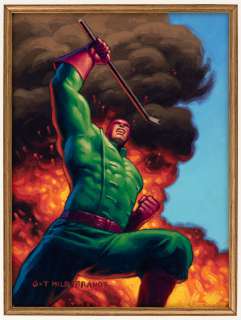 "MARVEL MASTERPIECES - WRECKER" TRADING CARD ORIGINAL ART BY THE BROTHERS HILDEBRANDT. | Hake’s