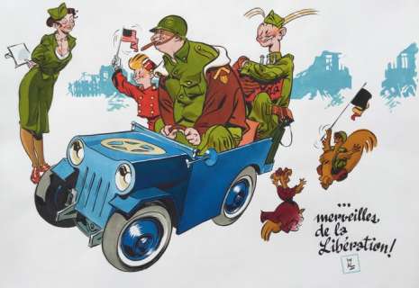Severin, Al - Dessin original en couleur - Spirou et Fantasio - La Liberation (1945) - (1998) | Catawiki