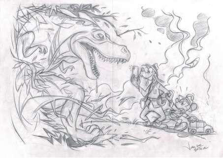 Mickey, Goofy & Dino - Original Sketch - Jaume Esteve - EO | Catawiki