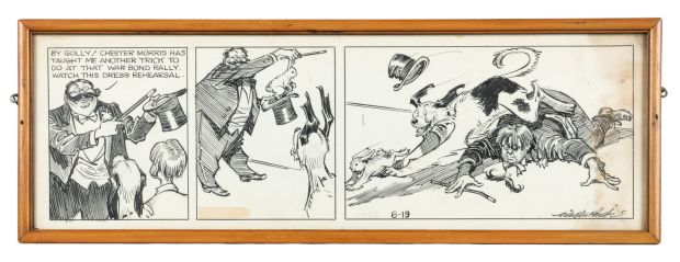 Lot 18 - MCBRIDE, Clifford (1901 -1951). Three Panel Comic Strip with Reference to Chester Morris. Early 20th | Potter & Potter