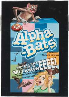  - WACKY PACKAGES "ALPHA-BATS" ALPHA-BITS CEREAL CARD/STICKER ORIGINAL ART BY MATTHEW KIRSCHT.