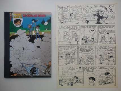 Mau, Bob - Original page (p.13) + album - Kari Lente 56 - De onzalige regen - hc with cloth spine - 1st edition - (2010) | Catawiki
