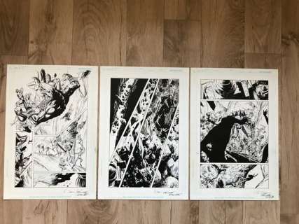 Aquaman - 3 x original pages by Butch Guice - Page volante - Dessin original - (2004) | Catawiki