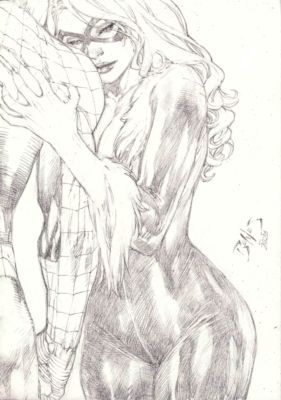 Ed Benes | Black Cat - 09"x12" Pencil | Ed Benes