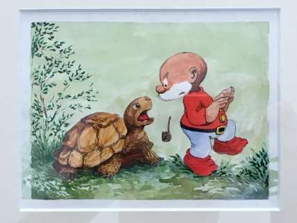 Dulieu, Jean  - Originele tekening in kleur - Paulus met schildpad (1977) | Catawiki