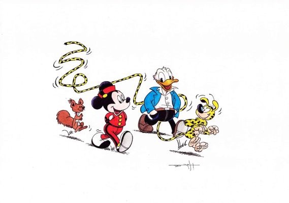 Donald & Mickey as Spirou, Fantasio & Marsupilami | Corner4art