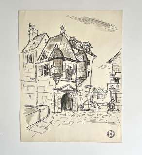 Dessin 2Cv Dans... | Dessin 2CV dans un quartier historique. Ce dessin noir... | misc / divers