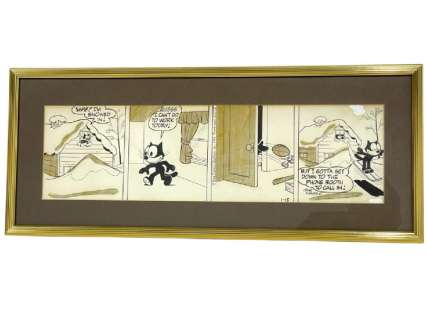 JOE ORIOLO FELIX THE CAT COMIC STRIP DRAWING 23.5" | misc / divers