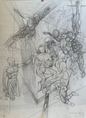 Stewart Kenneth Moore | Crucifixion of the Masses prelim sketch | 2DGalleries