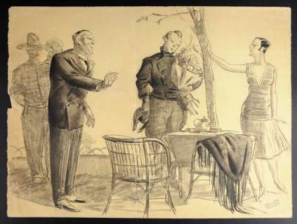 Mario Vellani Marchi - "Un fiore per lei" Illustrazione Originale (Master Of Drawing) | Catawiki