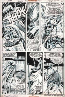 John Romita Sr. - Joe Sinnott - Captain America 142 page 23 original art Falcon
