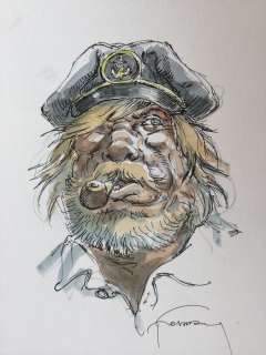 Hermann  - Illustration originale en couleurs directes pour un ex-libris - Barney Jordan | Catawiki